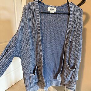 Pink Victoria Secret Cardigan XS 100% Cotton Blue
